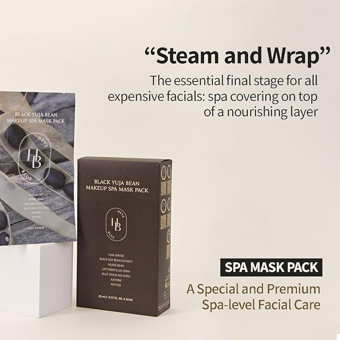 Black Yuja Bean Makeup Spa Mask Pack 10ea - 0.8 Fl. Oz of Ampoule Per Sheet, Nourishing, Sensitive Skin, Korean Skincare, Aesthetic, Moisturizing, Vegan, Hypoallergenic, K-Beauty