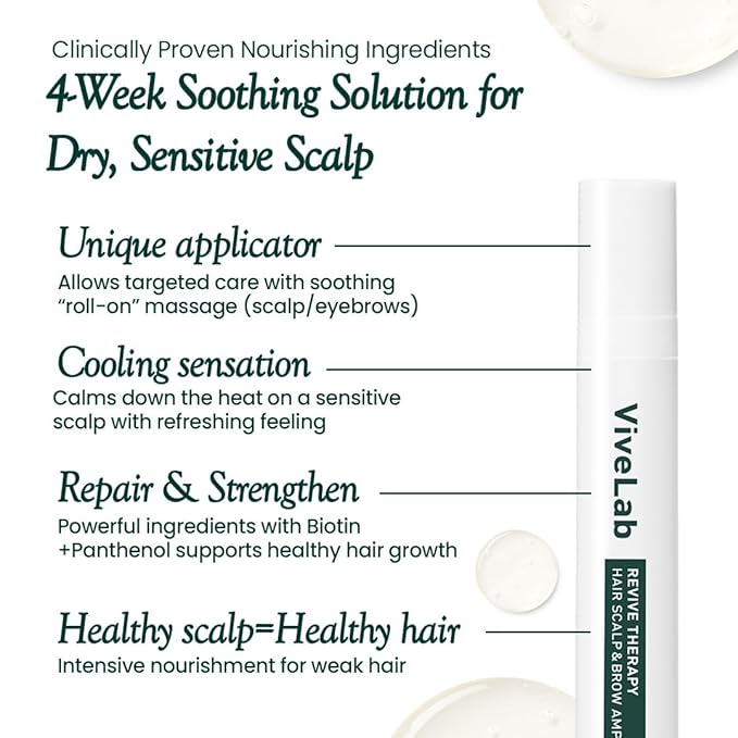 Scalp&Hair Serum for Thinning Hair by Vivelab,15ml–Clinically Tested,Nourishing Formula with Biotin,peptide. Promotes Healthy Scalp&Fuller-Looking Hair
