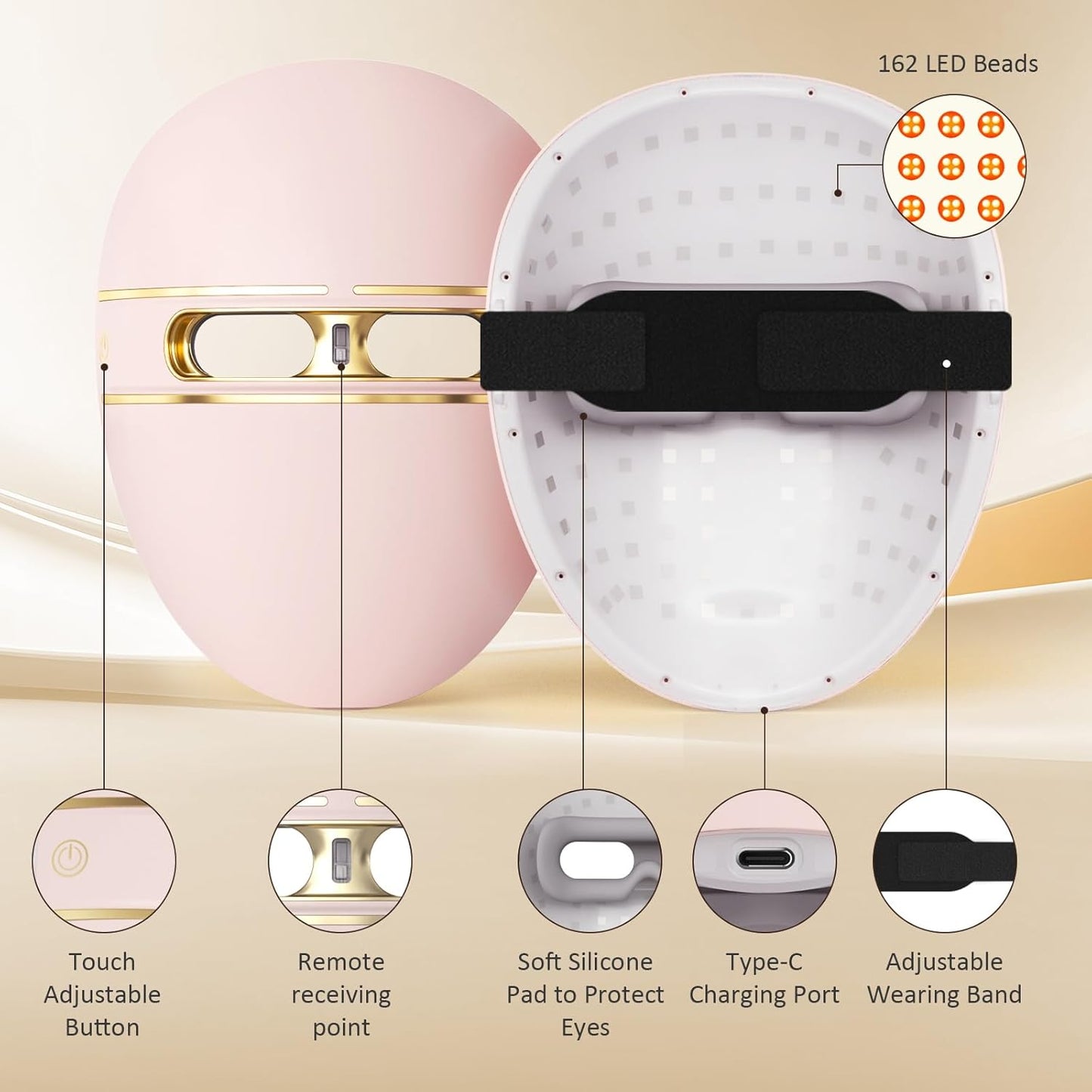 LED Face Mask Light Therapy, FSA Red Light Therapy for Face Wrinkle, Blue Light Therapy Mask for Face Acne, Rechargeable
