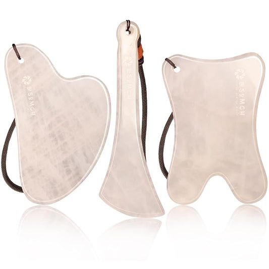 Skin Care Set, 1 Pack 3 in 1 Jade Gua Sha Massager, Pink,Guasha Tool for Face and Body, Truly Beauty Products