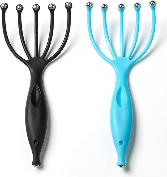 Head Massager,Protable Handheld SPA Scalp Massage Tool for Deep Relaxation & Stress Reduction Wet and Dry in The Office Home SPA (2-Pack) (Black Blue)