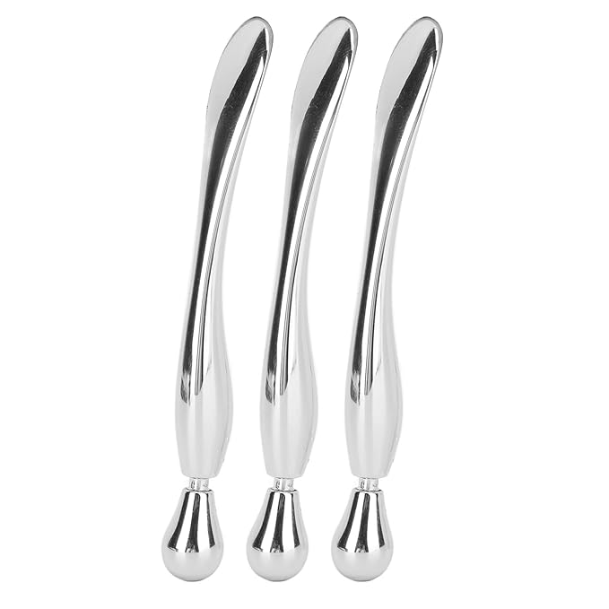3pcs Eye Cream Massage Stick, Metal Eye Cream Roller Wand for Reduce Puffiness, Mini Reusable Facial Makeup Spatula for Face Cream, Double Head Cream Roller Spatula for Facial Skincare Supplies