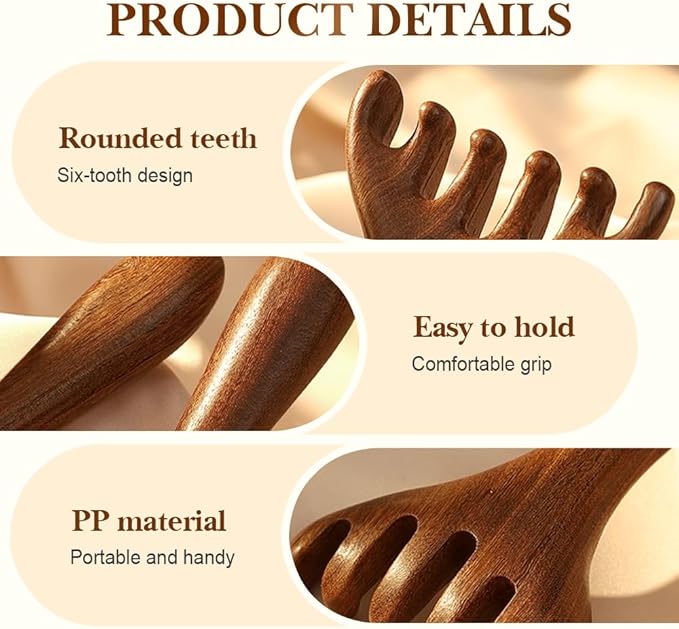 Six-Claw Meridian Massage Comb, 2025 Upgrade Manual Hair Scalp Massagers, Versatile Gua Sha Scraping Massage Tool Portable Meridians Massage Brush, Whole Body Relaxation Massage Comb (B)