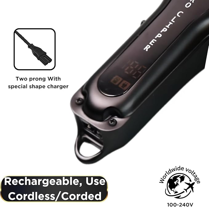 Supreme Trimmer Pro Clipper All Metal w/Taper Blade | 300 Min Run Time Professional Hair Clipper Set, Cordless Beard Trimmer | STC5030 Black