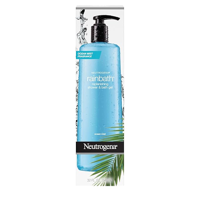 Neutrogena Rainbath Replenishing Shower and Bath Gel -Refreshing Body Wash with Moisturizing Formula for Soft Skin, Ocean Mist Scent, 32 fl. oz. (946 mL) Pump Bottle
