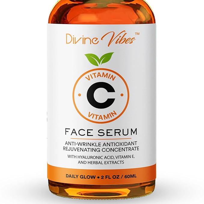 100% Pure Vitamin C Serum for Face - Face Serum for Fine Lines with Hyaluronic Acid, Vitamin E, Herbal Antioxidant Extracts - Smooth, Tight, Firm, Youthful Skin, 2 FL Oz