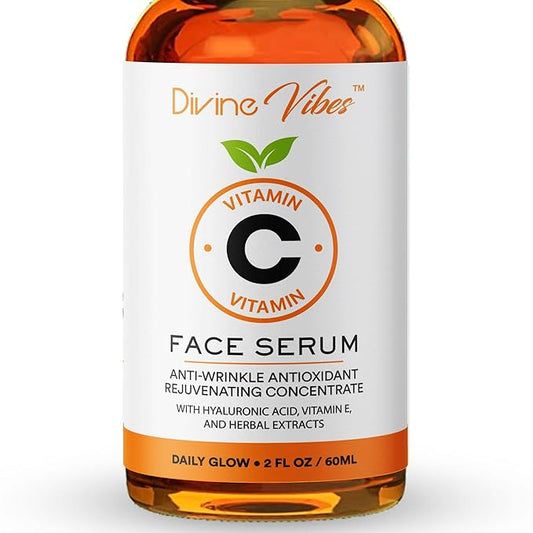 100% Pure Vitamin C Serum for Face - Face Serum for Fine Lines with Hyaluronic Acid, Vitamin E, Herbal Antioxidant Extracts - Smooth, Tight, Firm, Youthful Skin, 2 FL Oz