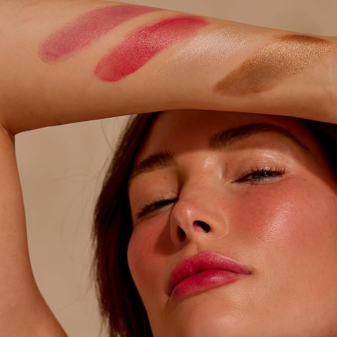 '+ Lux Unfiltered N°18 Illuminating Beauty Balm - Cream Blush Stick with Mango Butter - Buildable and Blendable Shimmer Blush Makeup Stick - Vegan & Cruelty Free - Chili (A Spicy Sheer Red)