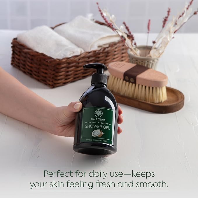 Olive Oil Shower Gel – Natural Body Wash with Coconut, Hydrating, Moisturizing Body Wash for Women & Men, Plant-based Bath & Shower Gel for Dry Skin, 16.9 Fl Oz (Pack Of 1)