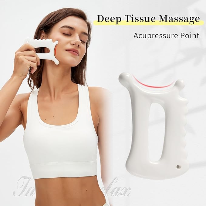 Advanced Ceramic Gua Sha Facial Tool, Skin Care for Women Men, Face Body Korean 괄사 Guasha Massage Tool Gift for Mom