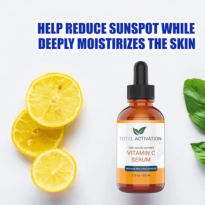 Vitamin C Serum with Aloe Vera & Vitamin E, Anti-Oxidant, Anti Wrinkle, Anti Aging, Skin Nourishment Day and Night Boost Collagen Production Fine Lines Soothing Hydration 2oz