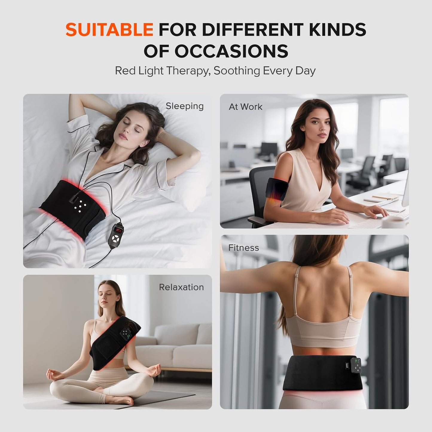 2-in-1 Cordless Red Light Therapy Belt, Wired & Wireless Controller 3000mAh Rechargeable Battery Magnetic LED Screen, 49" * 7" Wearable 660nm & 850nm Red Light Therapy Wrap Belt for Body Pain Relief