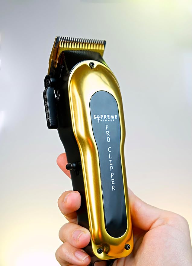 Supreme Trimmer Pro Clipper All Metal w/Fade Blade | 300 Min Run Time Professional Clipper Set, Cordless Beard Trimmer | STC5030 Gold