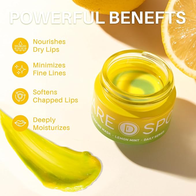 3-in-1 Dual-Color Sleeping Lip Mask Set – Blueberry, Grape & Lemon | Hydration & Repair for Dry Cracked Lips, Infused with Grape Seed Oil and Citrus Extracts for Rejuvenates Lips, 1.26 Fl Oz