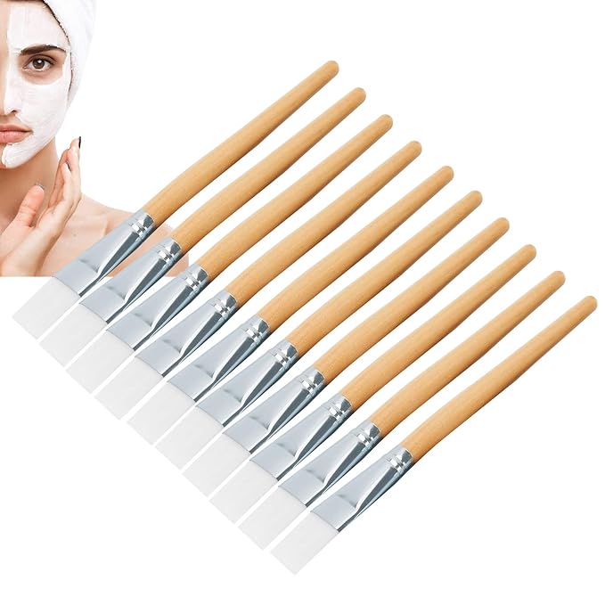 10-Piece Facial Mask Brushes Soft Hair Mud Applicator DIY Skin Care Tool with Wooden Handle