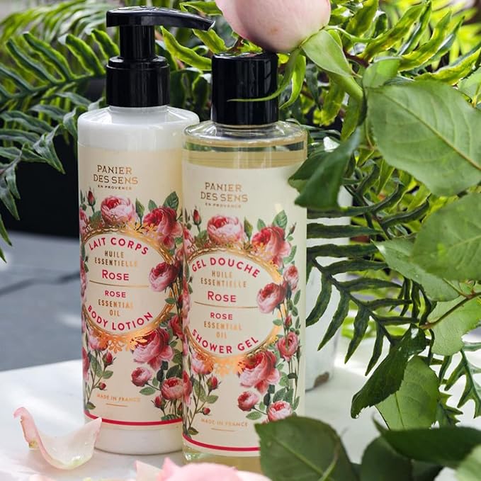 Panier des Sens – Rose Hand & Body Lotion for Dry Skin - Hydrating Body Cream for Women - Nourishing Fluid Body Moisturizer Shea Butter & Olive Oil - 97% Natural Ingredients Body Care - 8.45 Floz
