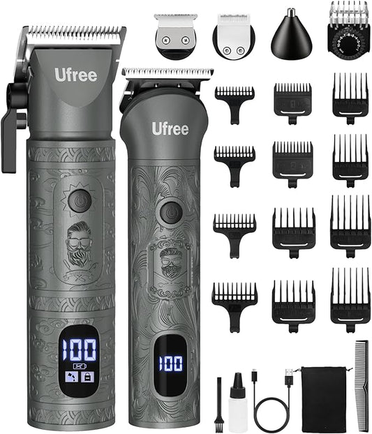 Ufree Beard Trimmer for Men Professional with Hair Clippers, Barber Clippers and Trimmers Set, Electric Razor Shavers for Men, Cordless Mens Grooming Kit for Nose, Ear, Face, Hair, Gifts
