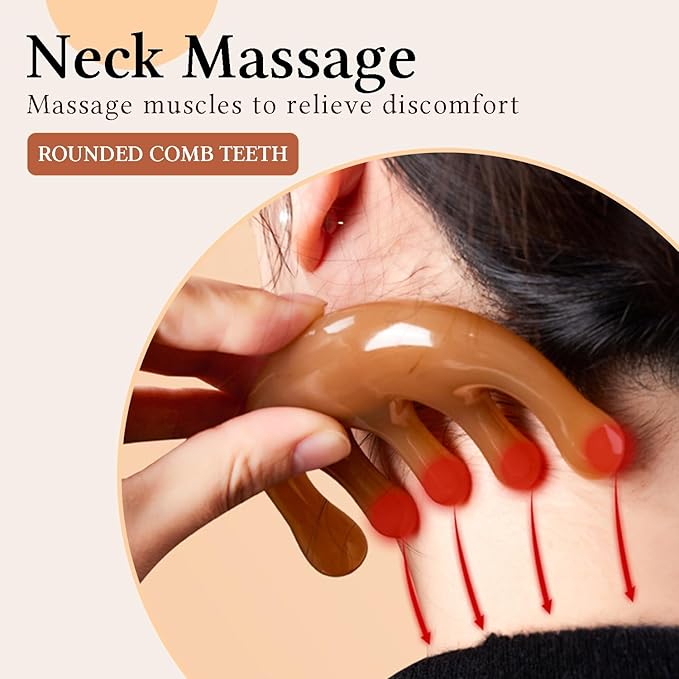 GSHOW Head Massager Scalp Resin Handheld Wide Tooth Gua Sha Comb Relax Massage Tool for Soothing Head Massage