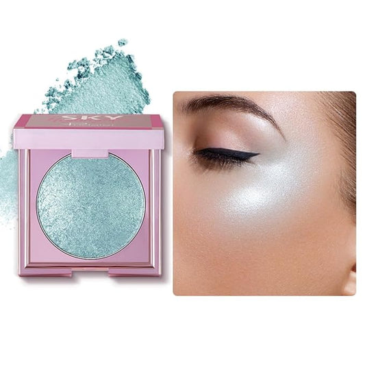 MAEPEOR Face Highlighter Palette 8 Colors Smooth Shimmer Peacock Blue)