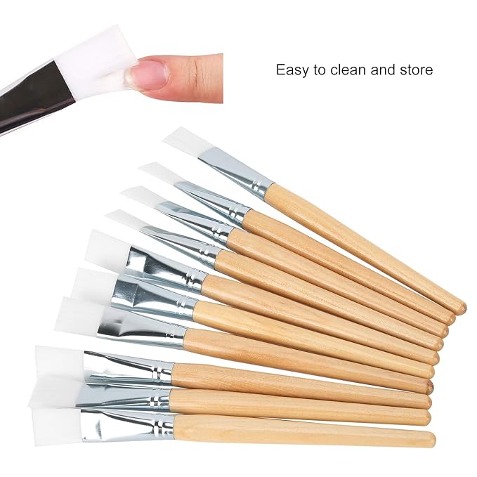 10-Piece Facial Mask Brushes Soft Hair Mud Applicator DIY Skin Care Tool with Wooden Handle