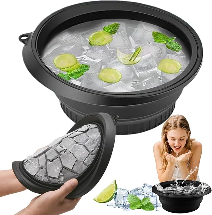 Collapsible Ice Face Bath Bowl - Thickened Silicone Basin for Cooling Face bowl, Space-Saving Foldable Design for Travel & Home, Multi-Functional Ice Bowl