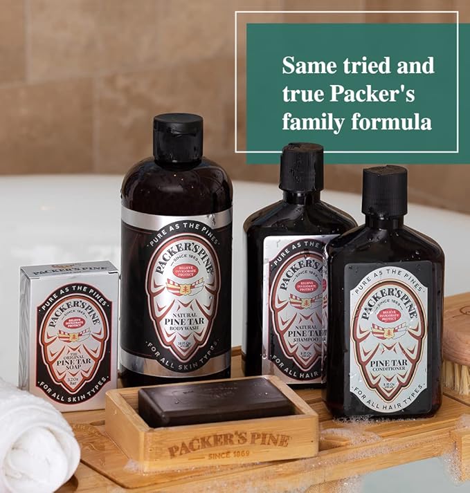 Packer's Pine Tar Body Wash | Soothing Mens Shower Gel For Psoriasis Relief | Made With Natural Pine Tar and Pine Oils | Paraben & Sulfate-Free, 16 fl oz