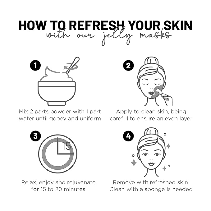 BRÜUN Jelly Mask Jar Bamboo Charcoal Peel-Off Face Care Rubber Mask | 23 fl oz Skin Care Moisturizing Gel Mask Jar Spa Set