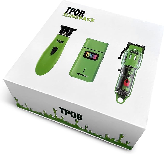 TPOB Slime 2 Barber Hair Clippers Trimmer Shaver Set for Men with Matte Green Case and X Fade Blade