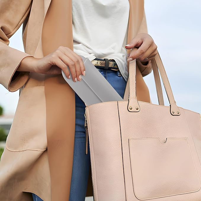 Silicone Makeup Brush Holder Travel Cosmetic Bag：Soft Portable Cosmetic Face Brushes Holder with Upgrade Anti-Fall Out Magnetic Closure, Large Travel Makeup Brush Case - Stone