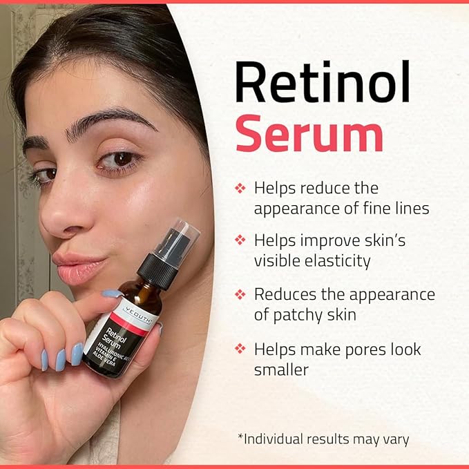 YEOUTH Retinol Serum for Face with Hyaluronic Acid & Vitamin E, Hydrating Retinol Face Serum, Skin Care Suitable for All Skin Types 2oz