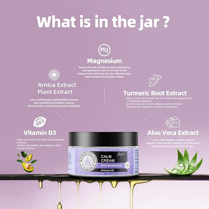 Magnesium Body Cream - Moisturizing Lotion Nighttime Magnesium Cream, Hydrating Dry Skin on Body,(Lavender) 4 OZ