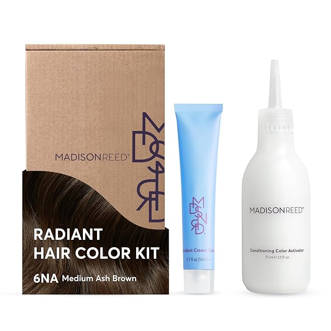 Madison Reed Radiant Hair Color Kit | 6NA Medium Ash Brown with Cool Smoky Undertones (Monza Brown) for 100% Gray Hair Coverage | Dimensional Permanent Hair Dye | PPD-Free & Ammonia-Free | 1 Pack