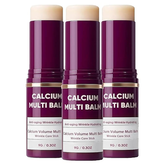 3 PCS Cemenrete Calcium Volume Multi Balm, Wrinkle Core Stick, Collagen Moisturing Stick, Anti-aging, Hydrating, Almond & Vitamin E for Lip Balm Eye Cream Neck