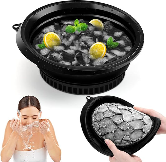 Welltop Face Bowl for Ice, Collapsible Silicone Facial Plunge Bowls with Built-in Icetray, Portable Face Ice Bath Bowl ice Facial Folding Washbasin for Cold Plunge Therapy & Facial Skincare