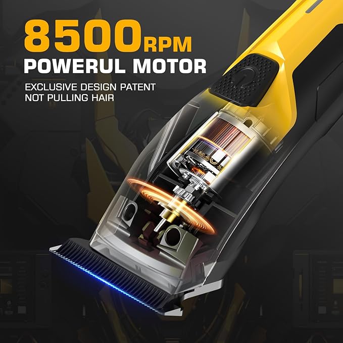 Professional Hair Clippers for Men, Professional Barber Clippers and Trimmer Set, Mens Cordless Hair Clipper for Barbers Haircut Kit Fade Yellow