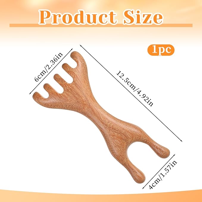 1 Pc Double-Ended Wood Scalp Massager, Meridian Massage Combs Head Massage Tool, Wooden Back Scratcher Gua Sha Facial Tools for Deep Relaxation & Stress Reduction