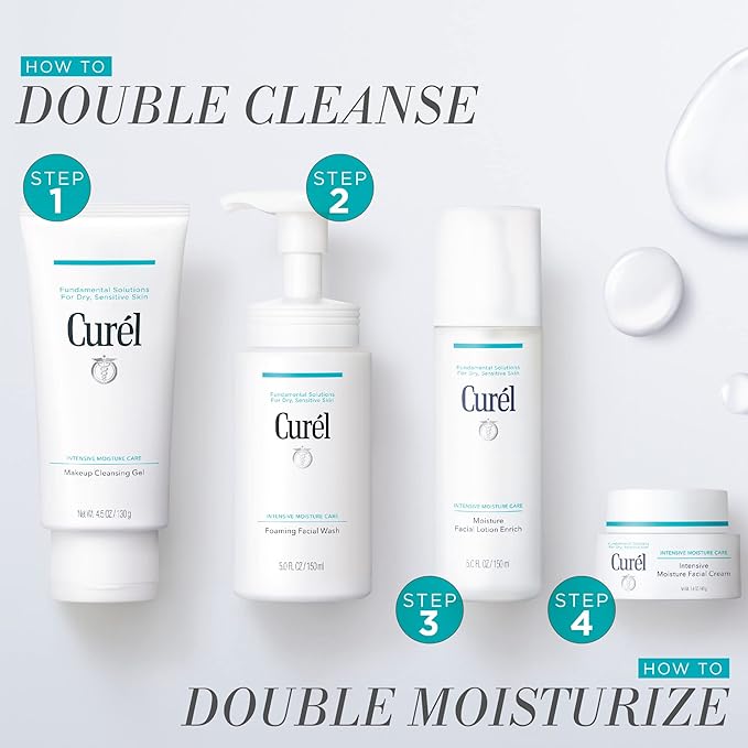 Curel Japanese Skin Care Travel Size Toiletries, for Dry, Sensitive Skin, Travel Size Face Wash, Lotion, & Makeup Remover