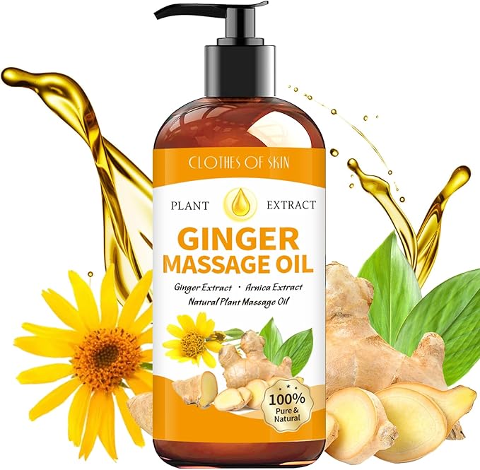 Ginger Oil Massage Oil for Massage Therapy,Ginger Oil Lymphatic Drainage Massage,Sore Muscle Massage Oil,Natural Ginger Body Oil for Gua Sha Massage with Arnica Oil-Warming,Relaxing,Soothing Muscles