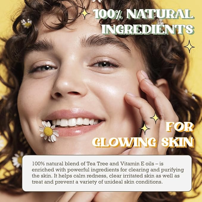 100% Natural Tea Tree Oil Facial Skin Care Serum Redness Relief Sensitive Skin Acne Prone Scars Spot Treatment Dry Itchy Skinwith Vitamin E Jojoba Oil, Shea Butter Made In USA 30ml (#Cool Calm Clear)