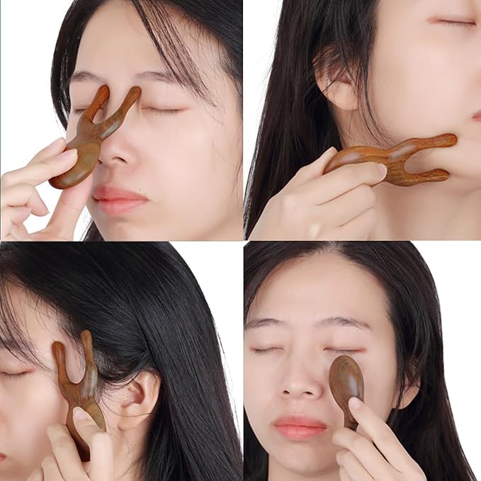 Natural Wooden Nose Guasha Massage Tools Anti-Static, Eyes Facial Wood Gua Sha Tool,face Manual Massager Tool, Multifunctional Handheld Meridians Acupoint Massage Tool,1 Pieces.