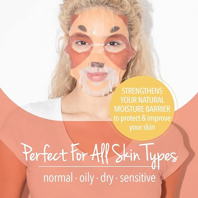 masque BAR Pretty Animalz Animal Character Sheet Mask, Korean Skin Care, Korean Spa Masks for All Skin Types, Spa Gifts, Birthday Party Gifts, Girls' Night, Skincare Party, Assorted Pack of 6