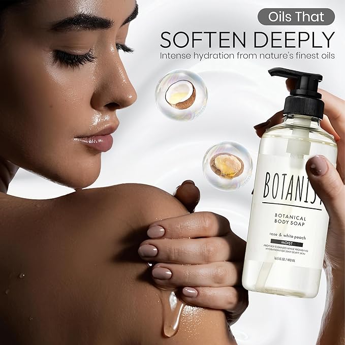 Natural Body Wash for Women, Mens Full Body Wash for Sensitive Skin by Squalane, Shea Butter & Aloe Vera, Shower Gel & Bath Soap from Japan, Sulfate Free 16.5 Fl Oz Cassis & Leaf Green 3EA