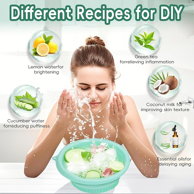 Silicone Face Bowl for Ice: Facial Ice Bath Built-In Icetray,Portable Collapsible Ice Facial Basin for Sunburn Recovery,Reduces Puffiness,Sensitive Skin,Skin Calming Tool,Gifts for Skincare Lovers