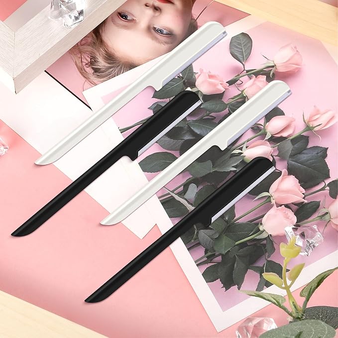 10 Pieces Eyebrow Razor for Women Facial Shaver Razor Brow Shaper Eyebrow Trimmer Dermaplaner Shaping Tool with Cover (Black, White)