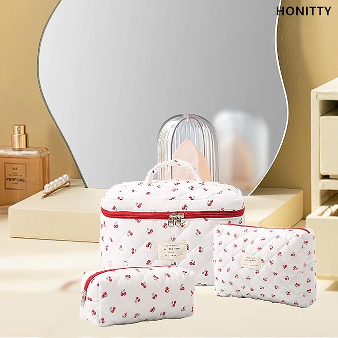 Makeup bag, quilted makeup bag,large