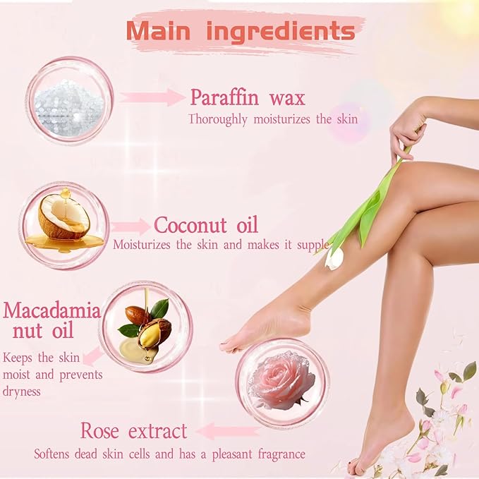 Paraffin Treatment Gloves, Paraffin Wax Gloves, Healing Softening Skin Wax Caring Treatment Mask for Hand Feet, 2 Pair Paraffin Waxing Hand Gloves & 2 Pair Paraffin Wax Foot Covers,Rose