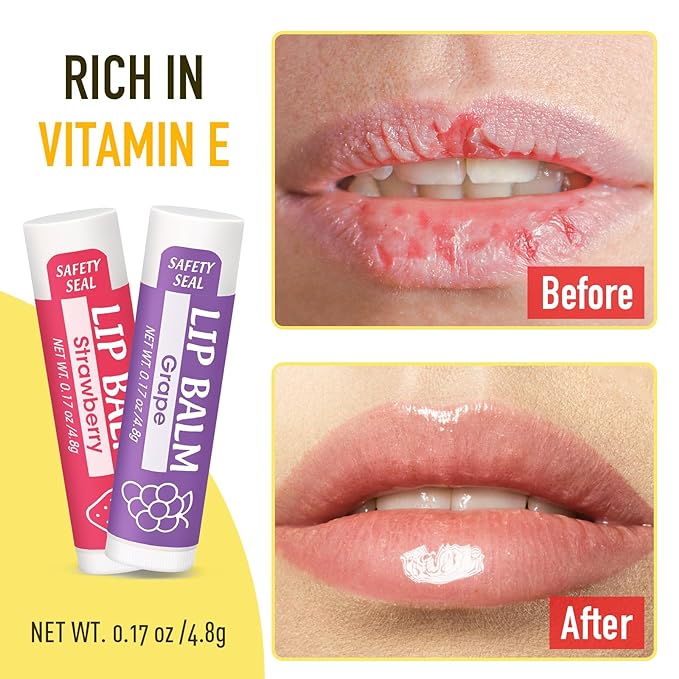 16 Pack Lip Balm, Natural Lip Flavors