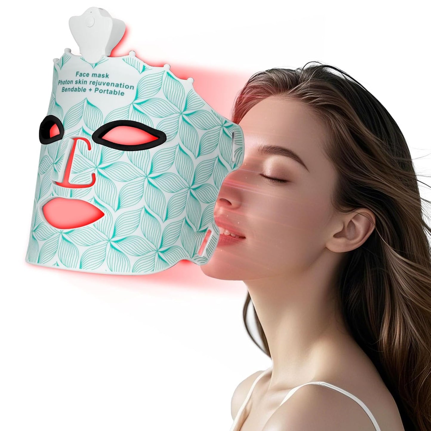 SUERBEATY Red Light Mask for Face, 7 Colors Red Light Mask, Cordless & Portable for Home & Travel, Rechargeable, Lightweight, Facial Skin Care for Women - Mom, Sister, Girlfriend and Wife - Green