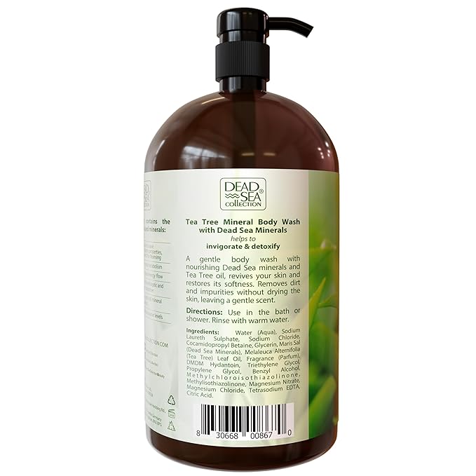 Dead Sea Collection Tea Tree Body Wash – Hydrating Shower Gel with Dead Sea Minerals & Tea Tree Oil – Scented Body Wash for Dry & Sensitive Skin – For Women & Men – 33.8 fl oz