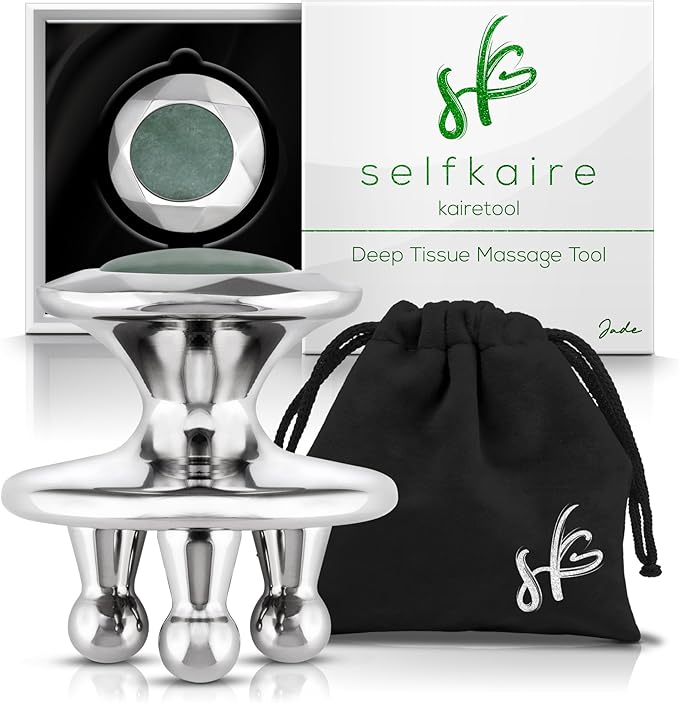 Kairetool Face & Body Massager, Lymphatic Drainage, Deep Tissue Massage, Pressure Point Therapy for Depuffing and Debloating, Fascia and Myofascial Release, Reduces Look of Cellulite, Jade